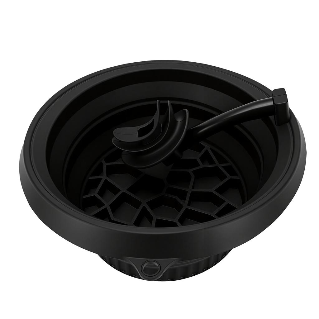 Silicone Ice Bath Bowl with Built In Ice Grid Ventilation Tube Foldable Face Ice Silicone Bowl for Skincare Black