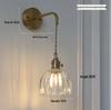 Retro Japanese Copper Amber Glass Wall Lamp - Modern for Bedroom or Entryway.