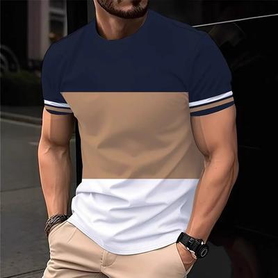 2025 T Shirt Fashion 3D Stripe Print T-Shirt Summer Men Casual Street Tops Tee Oversized Street Top