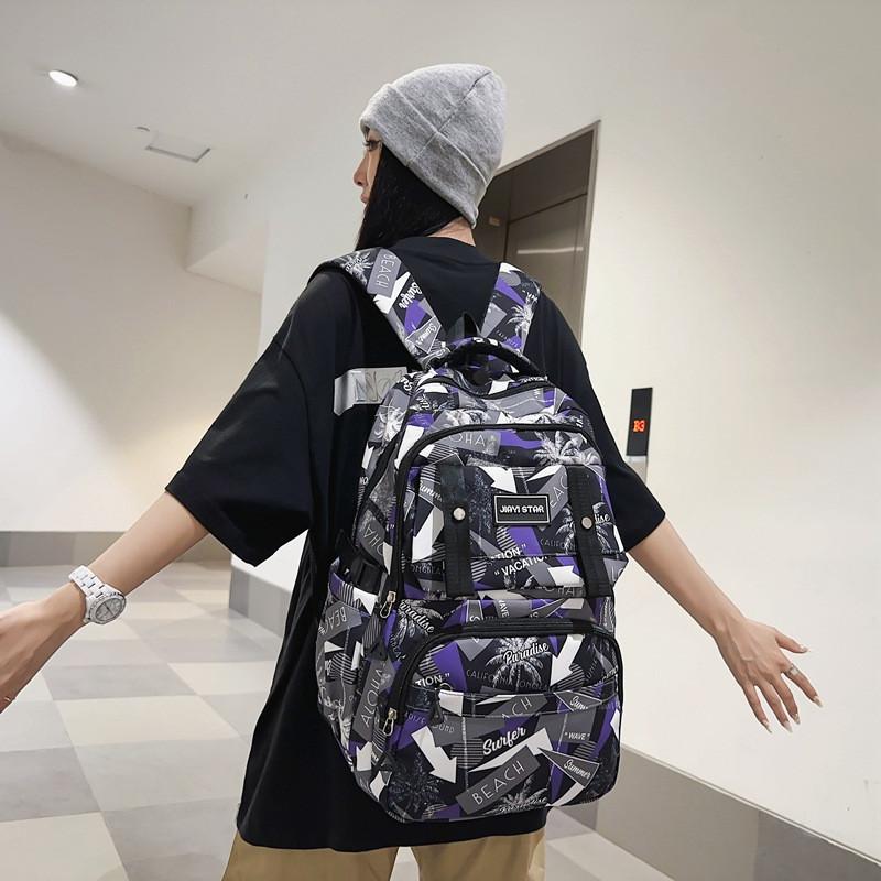 Letter Fashionable Tree Graffiti Large Capacity Student Backpack Daily For