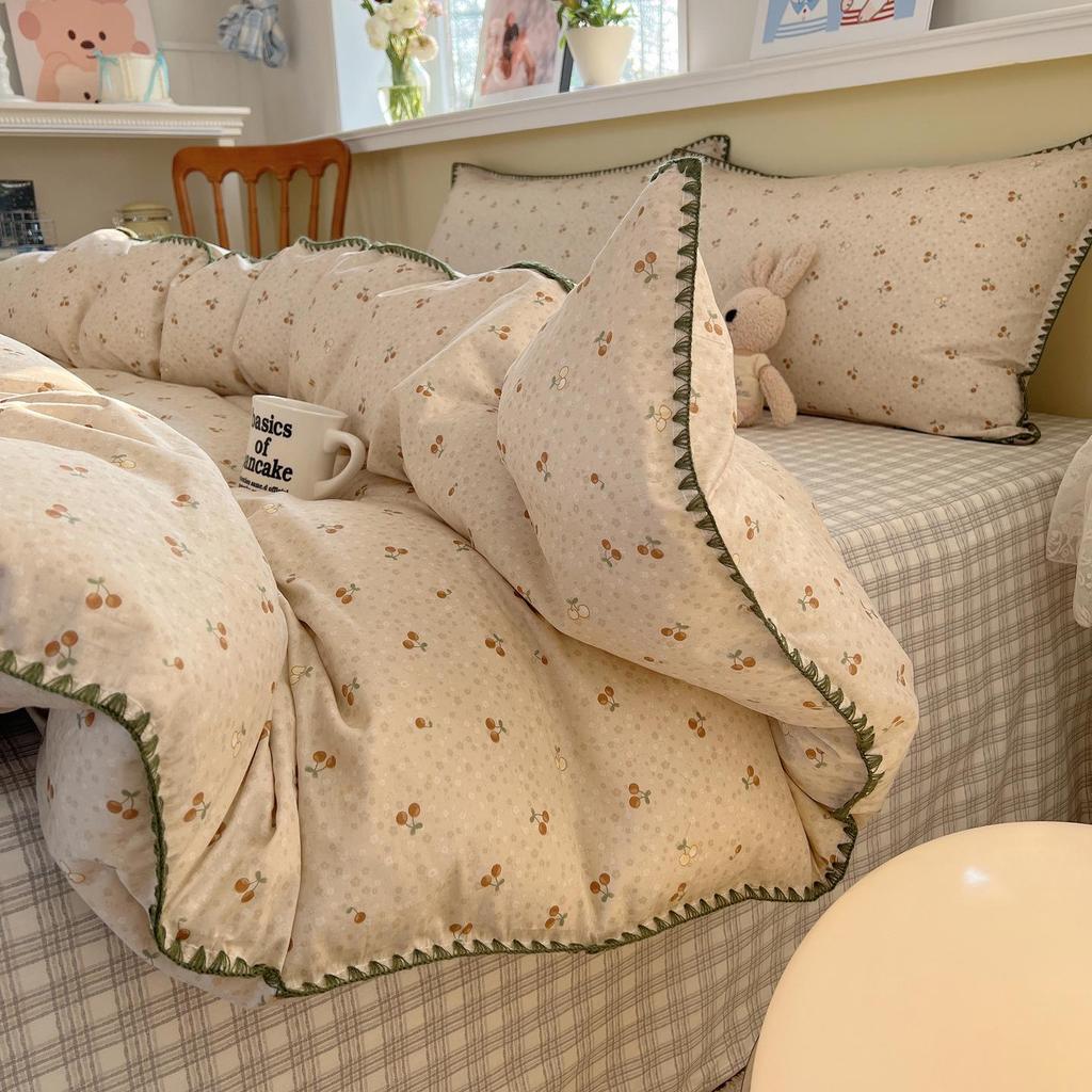 Ins Style 100% Pure Cotton Bedding Set: Duvet Cover and Sheet, Available In Four-Piece or Single Three-Piece Options