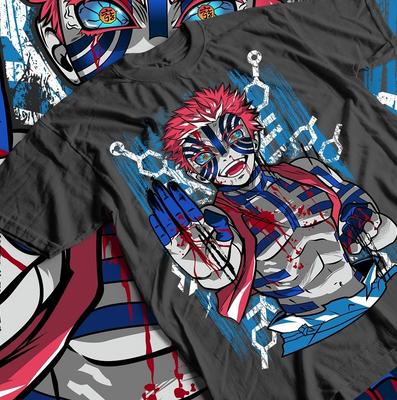 Demon Slayer Tanjiro T-shirt, Akaza Kimetsu no Yaiba T-shirt, Unisex Svart Tröja All