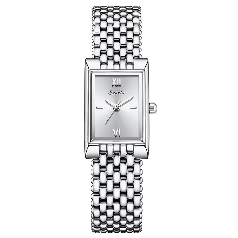 SUNKTA Elegante Damen Uhr Mode Gold Quarz Armbanduhr Quadratisches Zifferblatt Wasserdicht Stahl Luxus Uhren Damen Geschenk Reloj Mujer