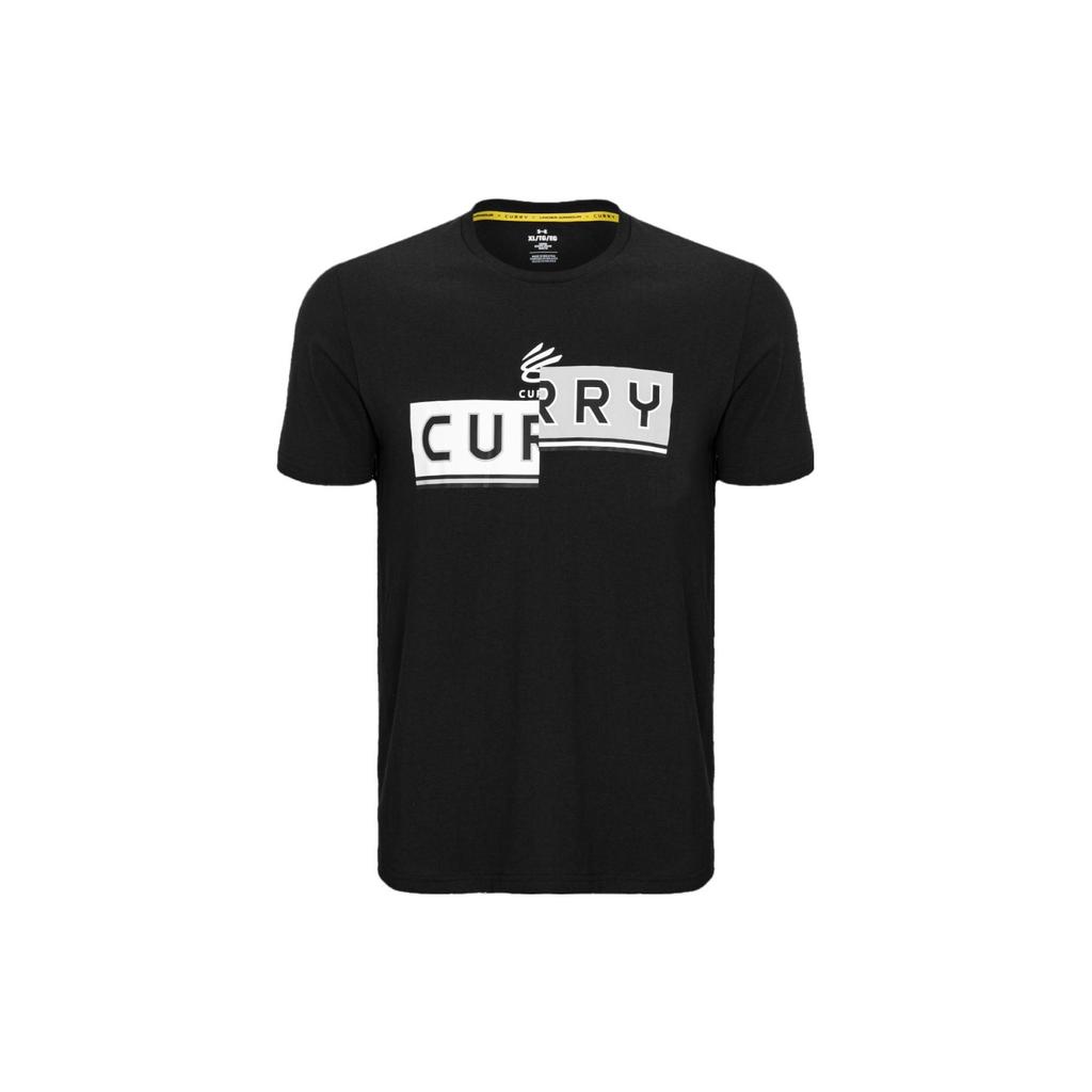 Under Armour Curry Series Logo Print Crew Neck T-Shirt Men Tops Black 1377543-001