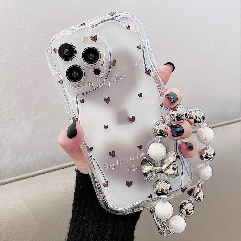Case For Infinix Hot 40 Pro 30I 40i 20 30 Play Note 30 40 Pro Smart 8 7 TECNO Zero 30 4G Spark 20 20C Cover Love Heart Bracelet