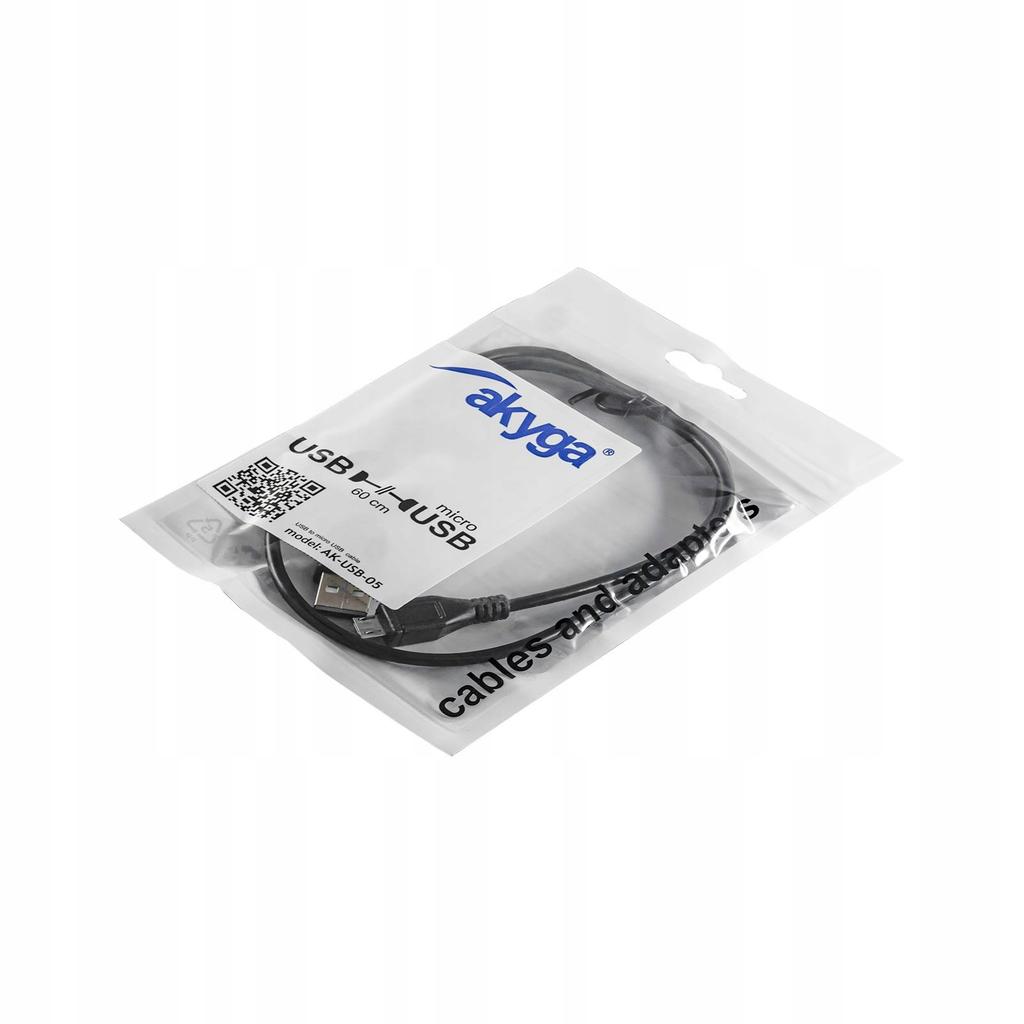 Kabel USB 2.0 Akyga AK-USB-05 USB A(M) - Micro-USB B(M) 0,6m schwarz
