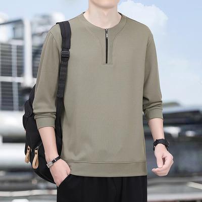 Herbst und Winter Lässiges Sweatshirt Stehkragen Pullover Trendige Mode Halbreißverschluss Einfarbig Langärmlig