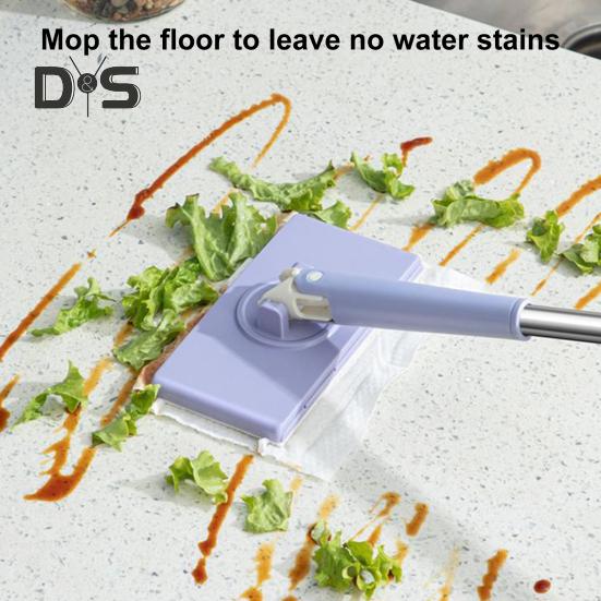 Automatic Cloth Clamp Mop with Rag 360 Degree Rotating Extended Mop Dry/Wet Dual-Purpose Household Cleaning Mop