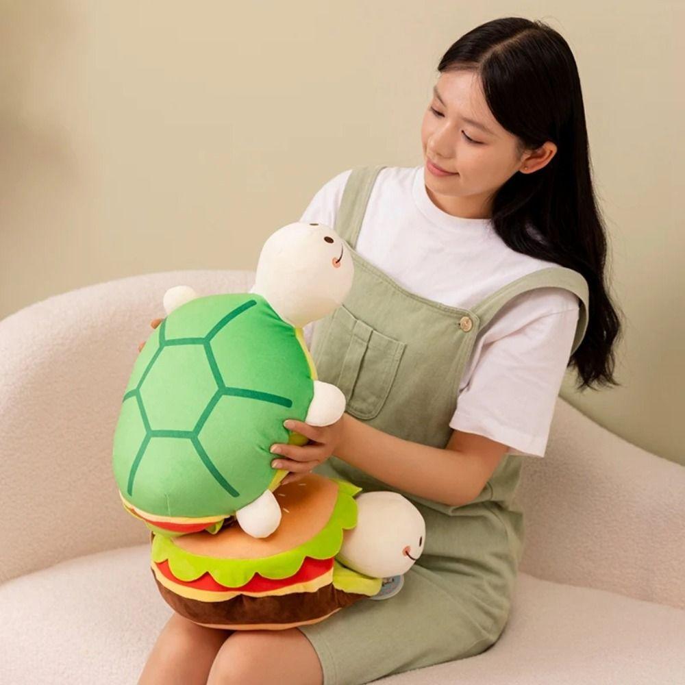 Soft Turtle Transform Hamburger Animal Turtle Plush Doll Flip Sides Plush Doll  Birthday Gifts