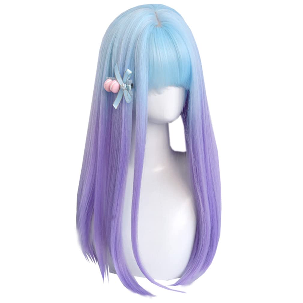 

Gothic light blue and purple Mori small Halloween everyday wear Lolita, Lolita, Harajuku-style, Gal-style wig, mesh, long, Girl, dreamy, princess,