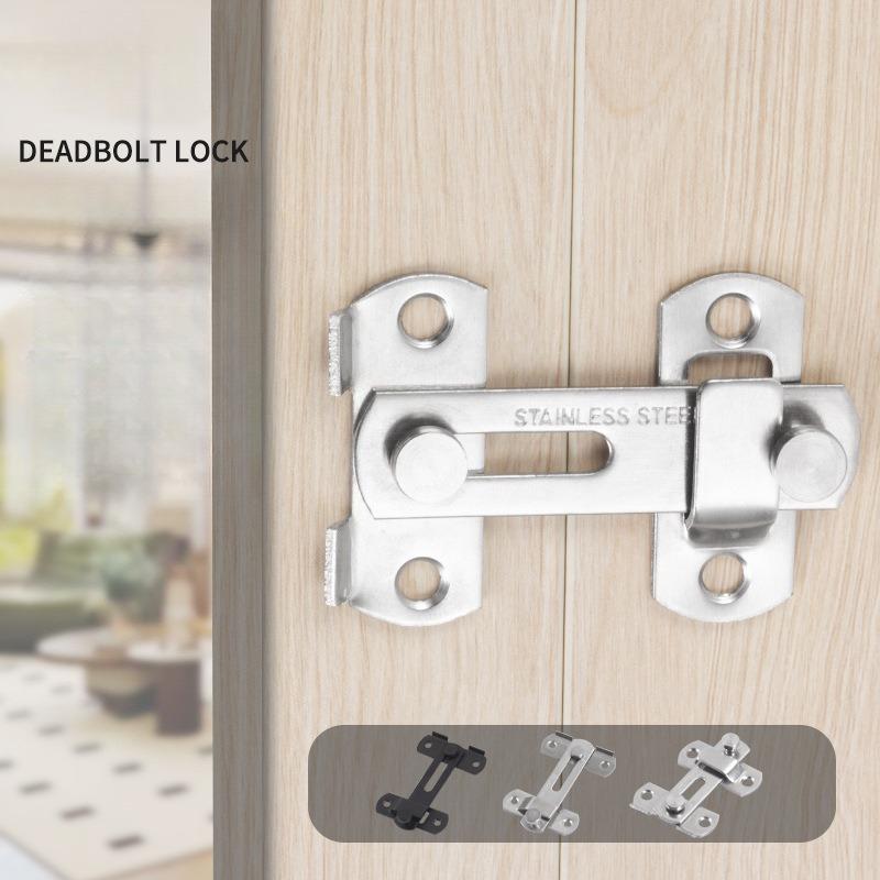 1SET Thickened stainless steel door buckle latch 90 degree sliding door lock Household pet cage door bolt Right angle lock