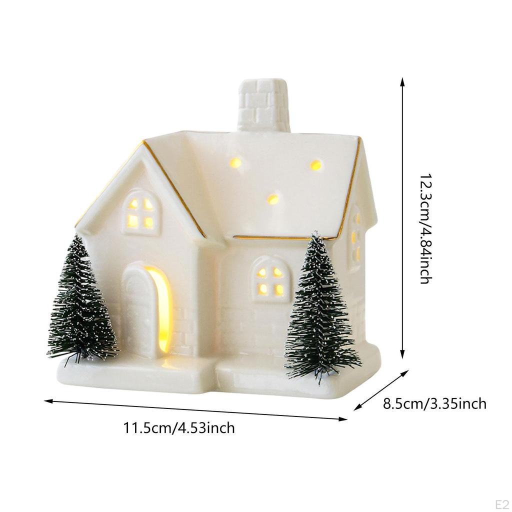 Weihnachtsdekoration Beleuchtete Statue Keramik Weihnachtsornament Tischfigur für Schaufenster Desktop