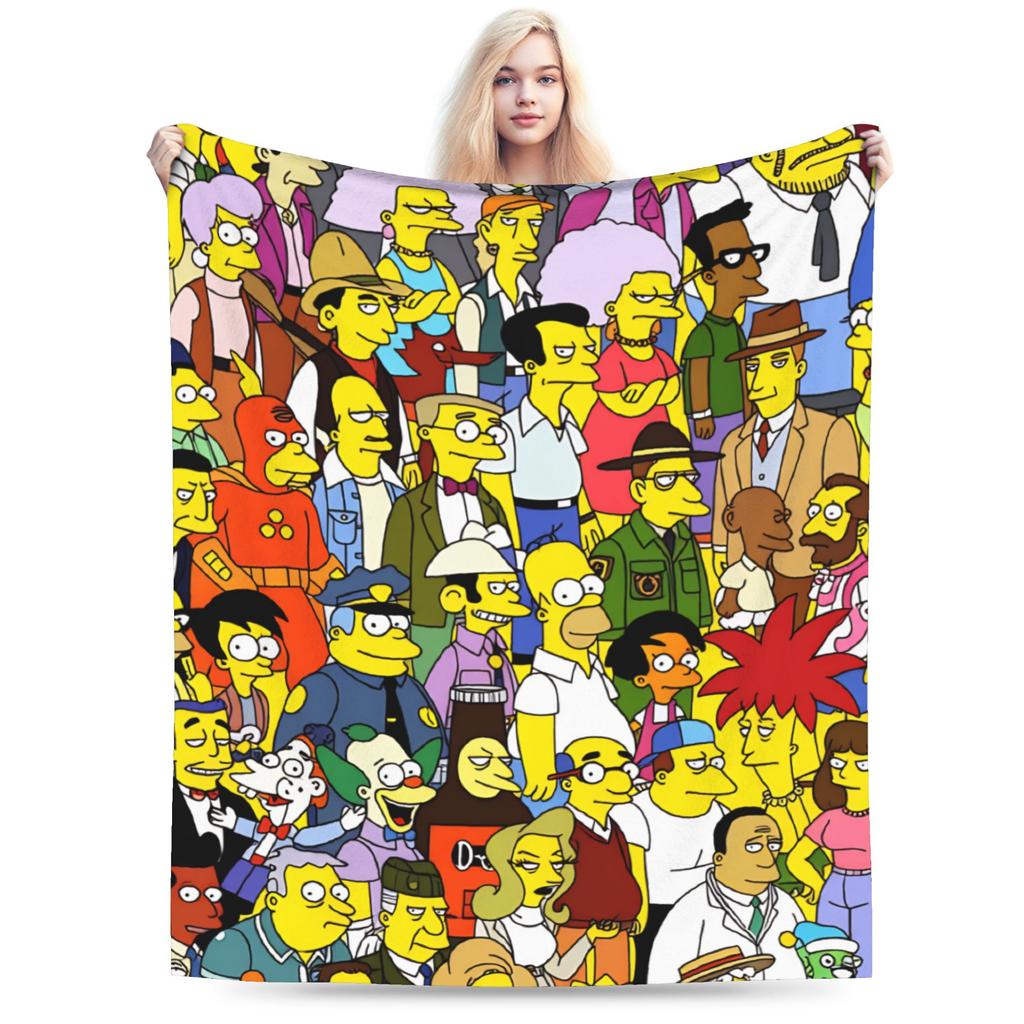 Bart S-Simpsons Character Blanket Girl Flannel Throw Blanket For Chair Sofa Bed Super Soft Design Quality Bedspread Gift