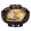 Yamanaka Lacquerware Zoni Bowl Soup with 400ml with Featuring Designs of the Four New and the Dance of Made In (for Mochi), 13cm, Capacity, Lid,