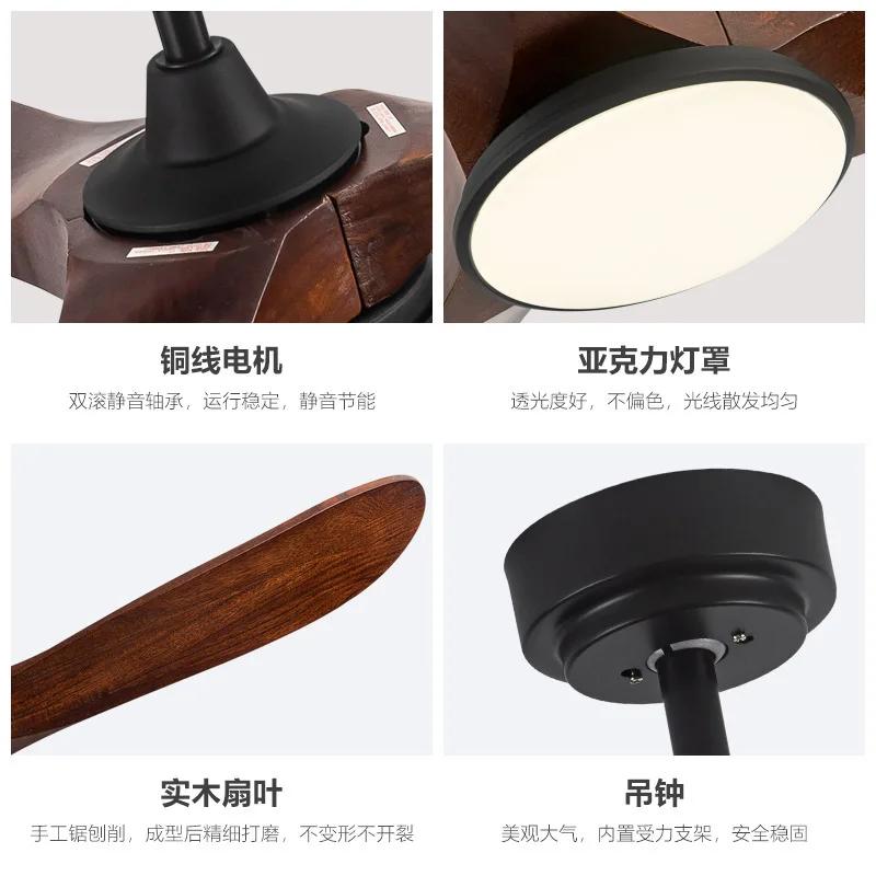 American 110V Ceiling Fan Light Restaurant Solid Wood Large Size Inverter Fan Light Large Air Volume Ceiling Fan
