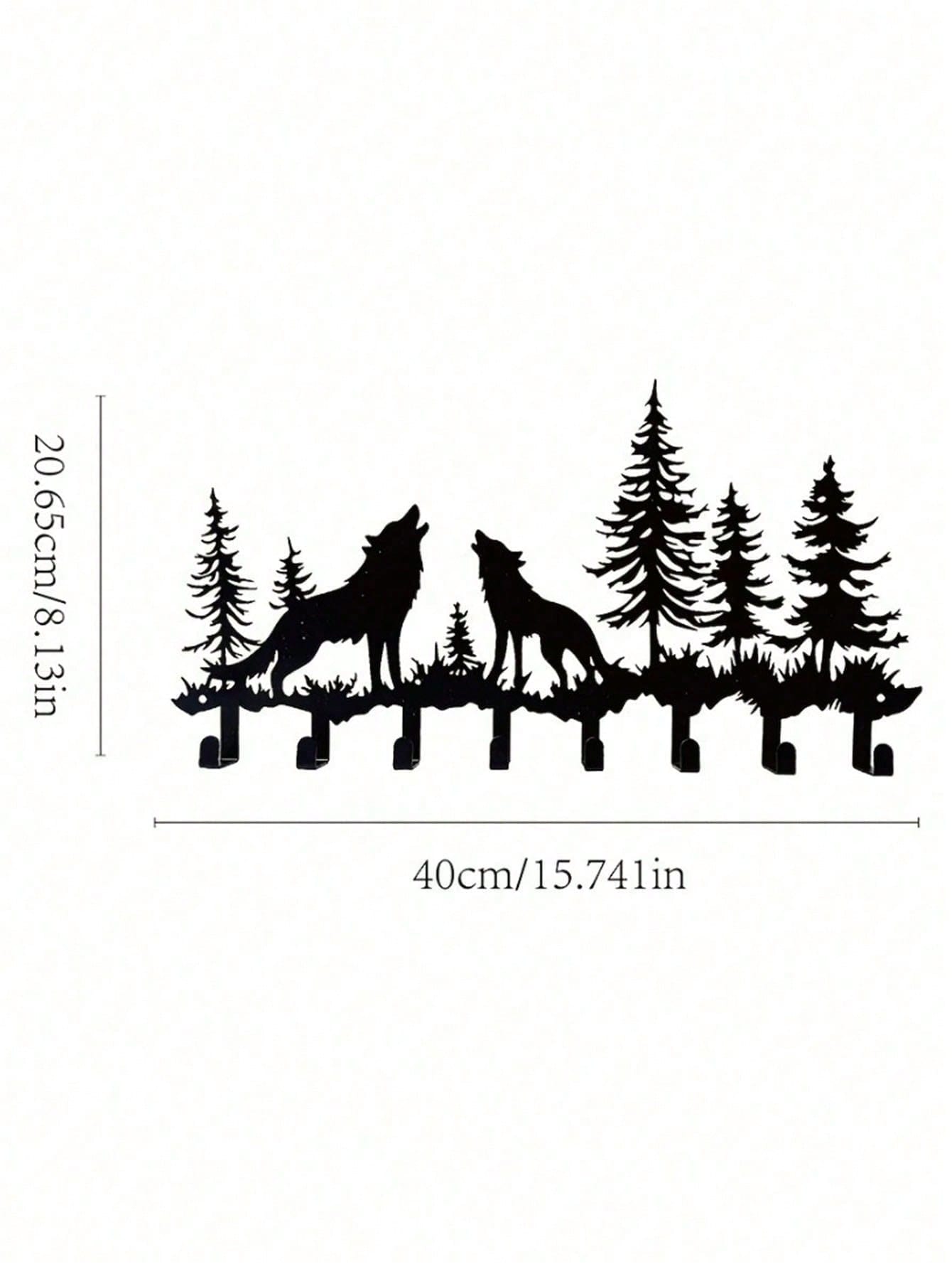 

Rustic Wolf Metal Key Holder Wall Organizer Coat Rack Hooks Hats Accessories TY7131
