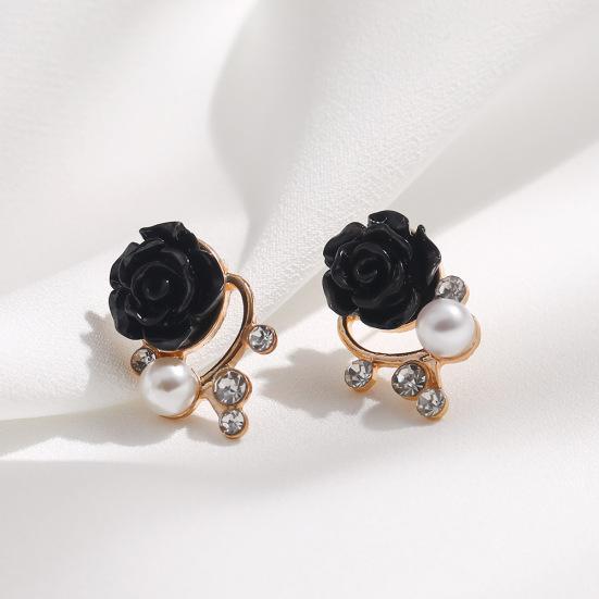 

Европейские и американские серьги, персонализированные серьги-гвоздики с жемчугом и черной розой