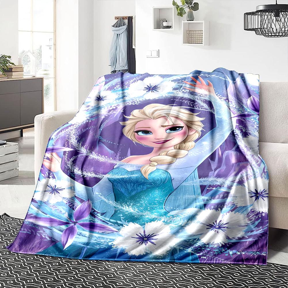 1Pc Elsa'S Winter Fantasy Blanket For Couch Bed Plush Cozy Fuzzy Blanket Super Soft Warm Blankets For Fall And Winter 091871