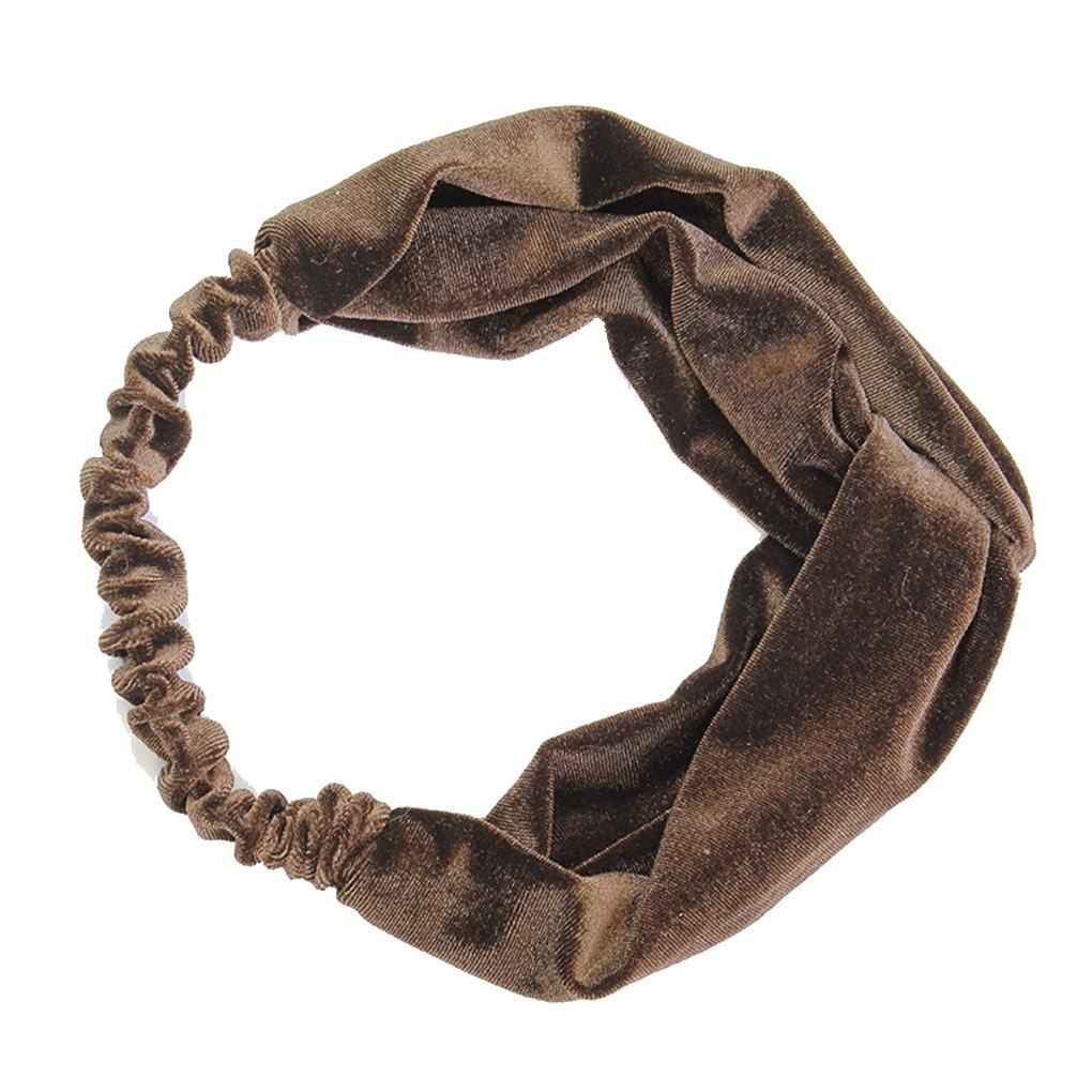 Women Velvet Elastic Twisted Headband Girl Solid Knotted Headwrap Makeup Hair Bands Stretchy Hairbands