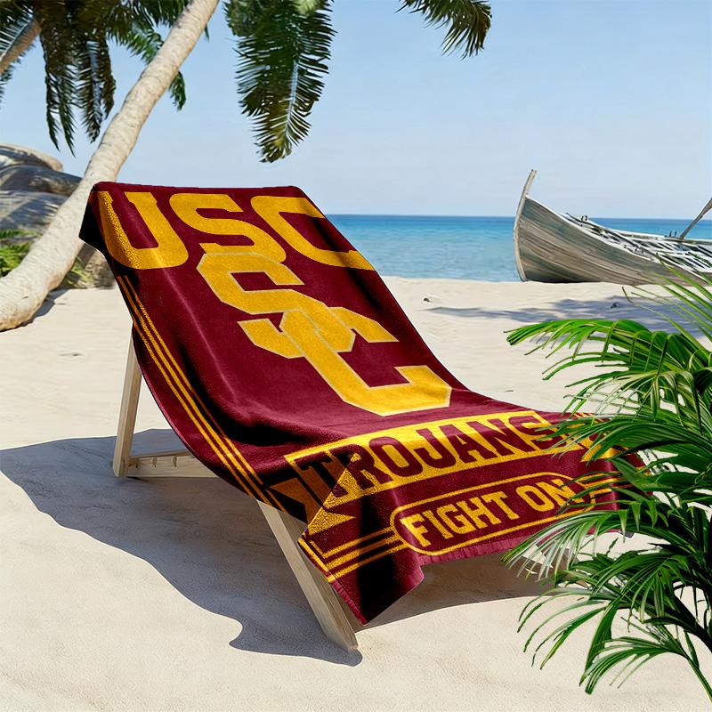 USC Trojans Print Beach Towel, Large Soft Quick Dry Towel for Beach Camping Swimming