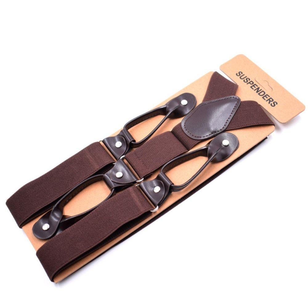 Leather Trimmed Vintage Suspenders Button End Y Back Suspenders Button End Suspenders  Party