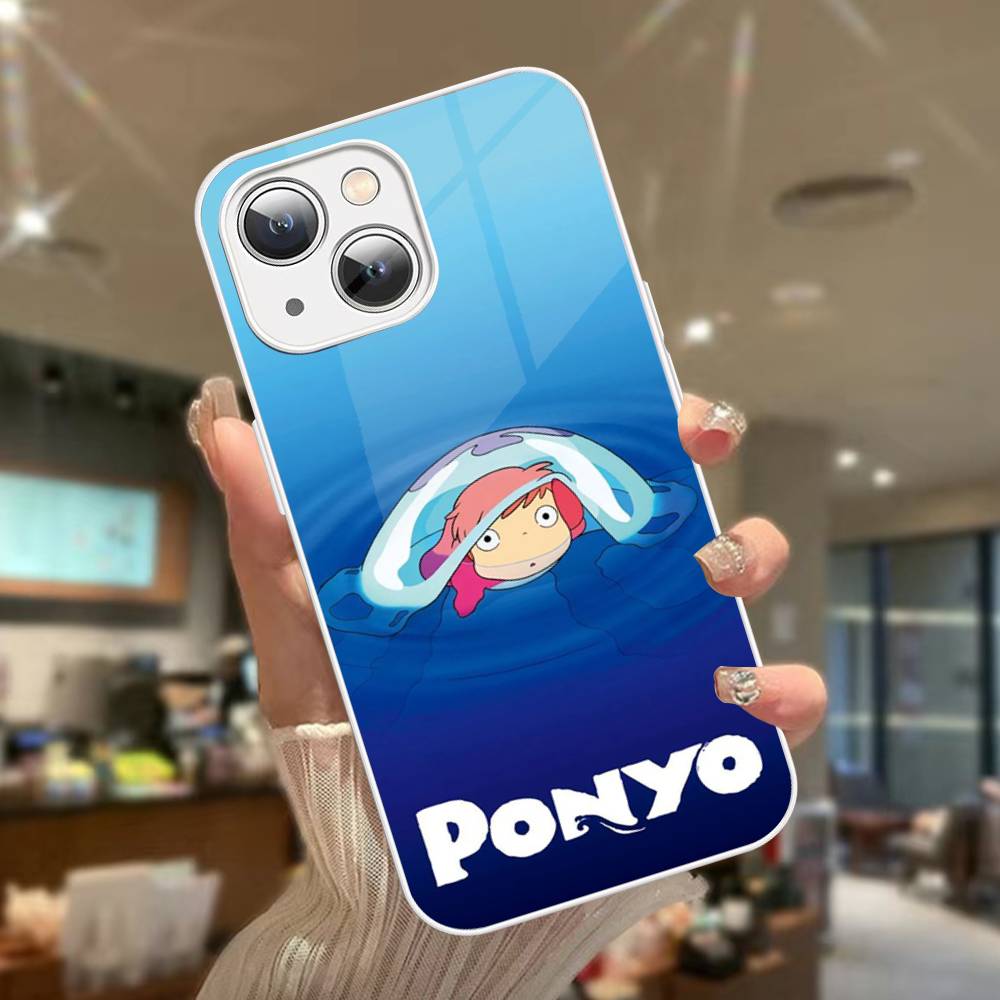 Cute P-Ponyo Movie On The Cliff Tempered Glass For Iphone 14 13 12 11 Pro Mini XS MAX 14Plus X XS XR Cover