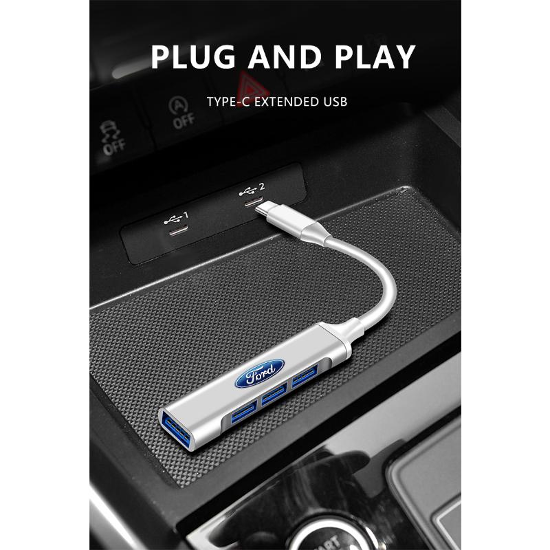 Neuer Typ-C auf USB Adapter Multi-Port Verteiler Hub Autozubehör Für Ford Focus Mondeo Kuga Fiesta MK7 Escort Explorer Edge 2 4 MK2