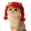 Funny Ear-revealing Design Cat Knitted Hat Wig Knitted Washable Cat Wigs Pet Headwear For Pet Cats