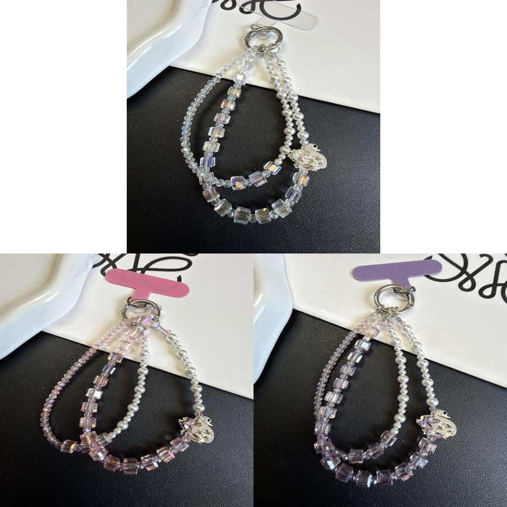 Luxury Water Dazzle Swan Smartphone Lanyard With Double Layer Chain For Women And Men