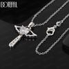 925 Sterling Silver Fashion Jewelry Heart-Shaped AAA Zircon Cross Pendant Necklace
