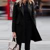 Lapel Long Sleeve Flap Pockets Solid Color Autumn Blazer Female Single Button