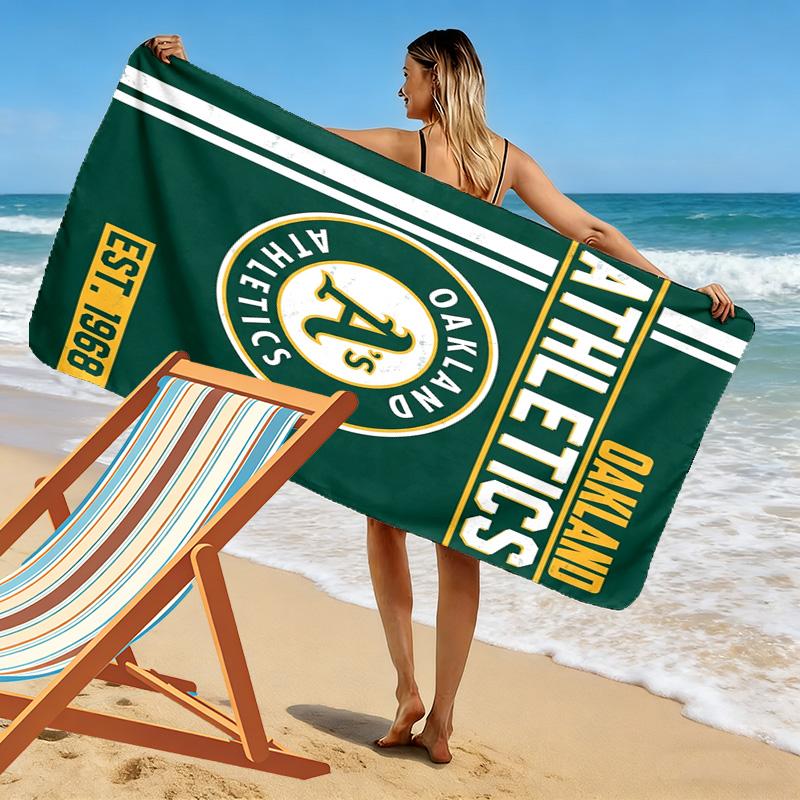 Oakland Athletics Print Beach Towel, Large Soft Quick Dry Towel for Beach Camping Swimming