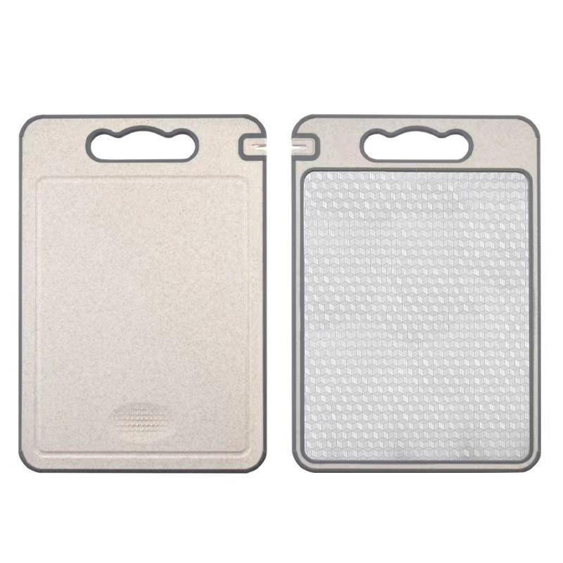 304 Stainless Steel & Titanium Antibacterial Cutting Board - Thickened Design for Fruits, Vegetables, Wheat Straw Material.