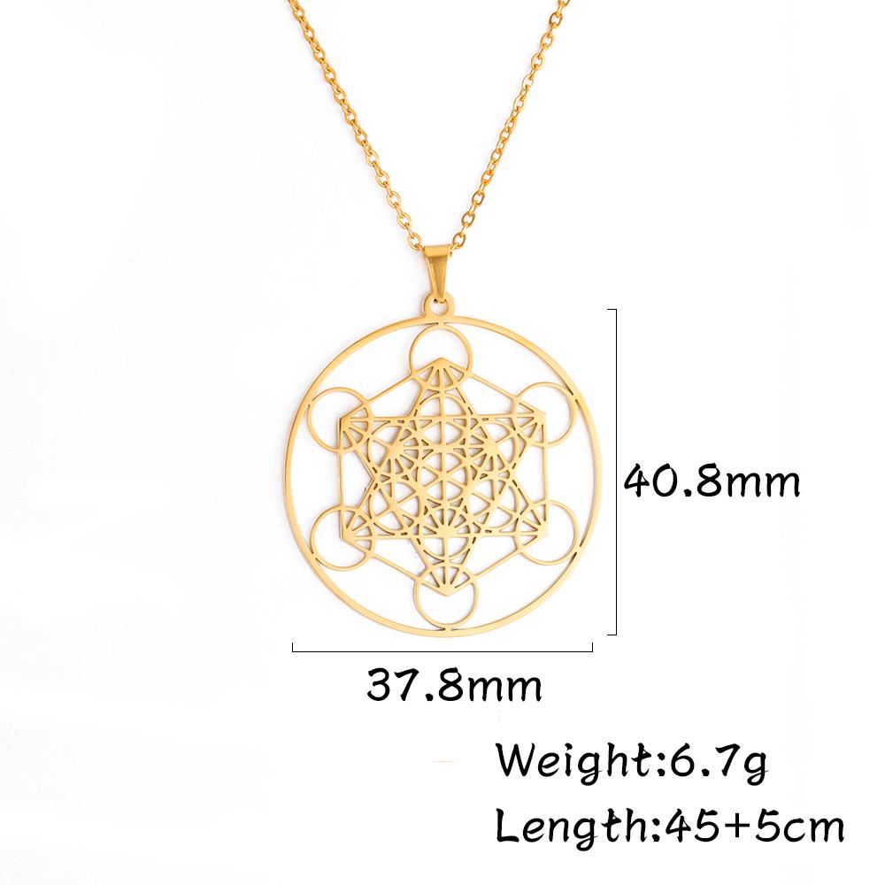 LIKGREAT Angel Seal Archangel Metatron Cube Double Layer Necklace Stainless Steel Sacred Geometry Pendant Amulet Jewelry Gift