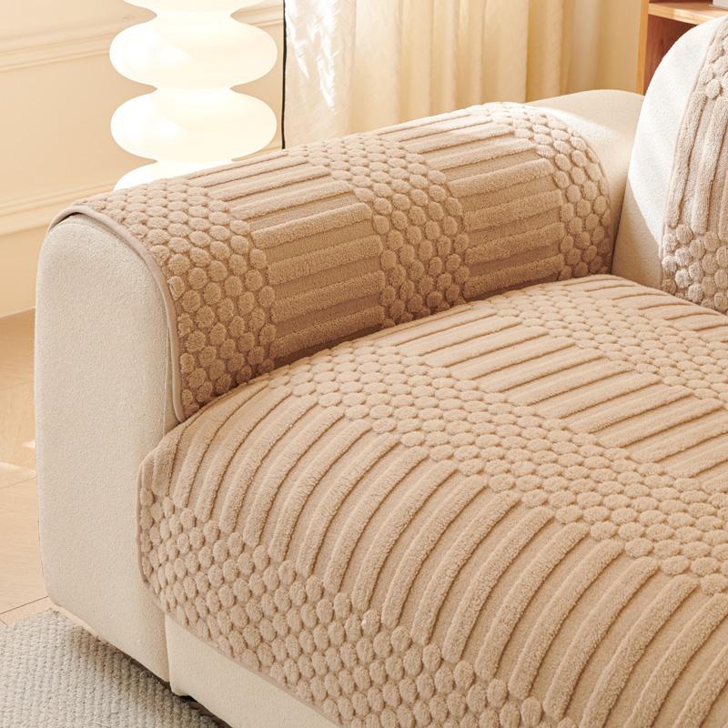 Velvet Living Room Sofa Cover Non-slip Home Decoration Dust Cover French Jacquard Plush Back Cushion Cover Cloth