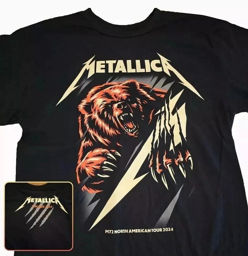 Metallica M72 Chicago 2024 North American Tour T-Shirt Bear Graphic Tee Unisex T-Shirt M