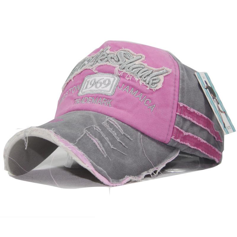 Stylish Distressed Ripped-Edge Baseball Cap 1969 Frayed Design