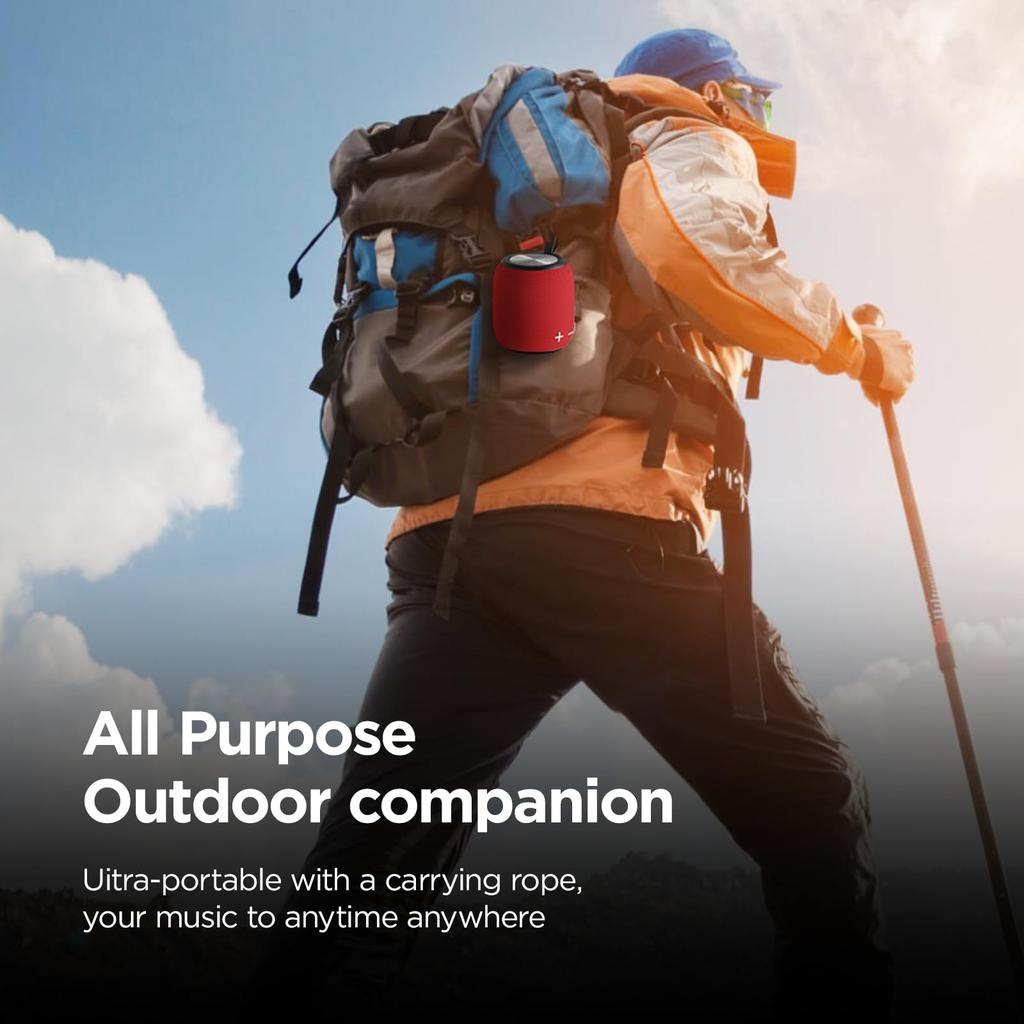 Sanag M7 Portable Bluetooth Dual Wireless Mini 360 HD Surround Sound Rich Stereo IP67 for and Red Speaker, 5.0 Pairing, Speaker, & Bass, 24-Hour