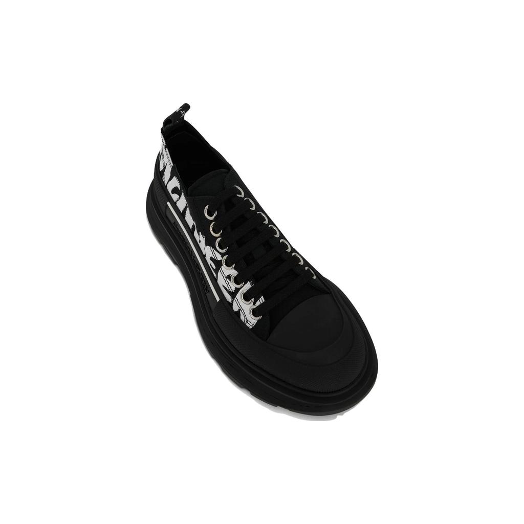 Alexander McQueen Tread Slick Low Lace Up Canvas Graffiti 'Black White' Women's 676711W4RQ21006