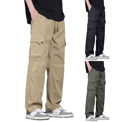 Pantalon Cargo d'Été pour Homme Multi-Poches Extérieur Durable Jambe Droite Pantalon de Travail Tissu Léger Respirant Pantalon Utility