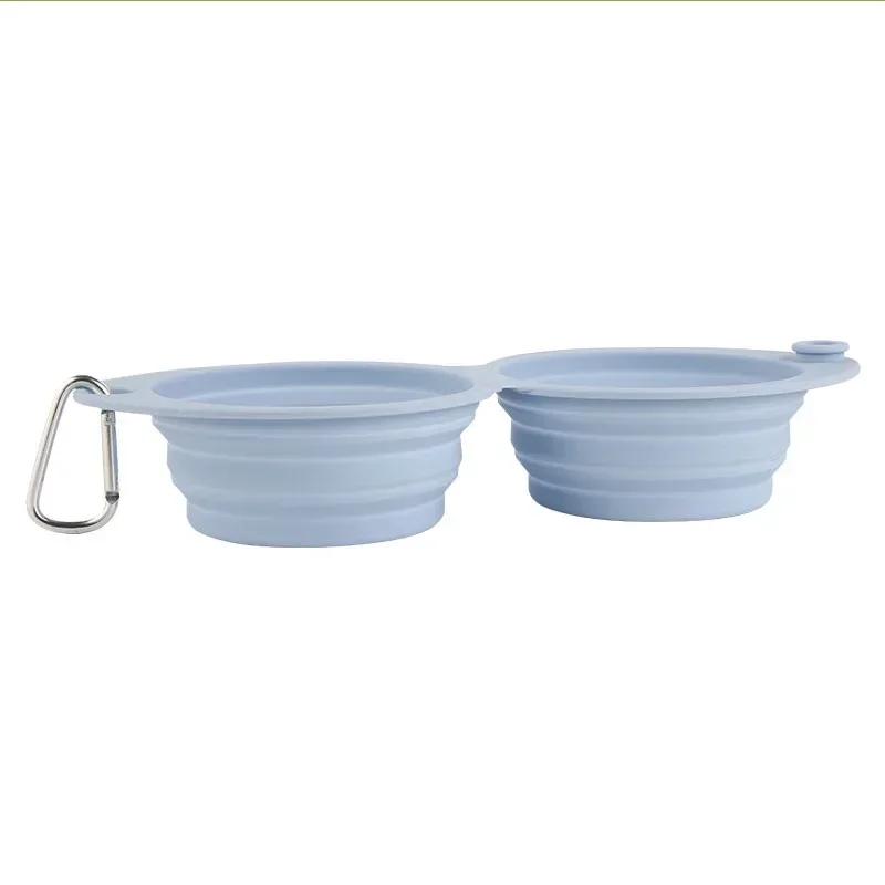 

Foldable Dog Bowl Silicone Double Bowl Puppy Food Container Healthy Safety Pet Travel Drinking Bowl for Dogs Cat Feeder Dish