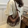 Stylish Canvas Tote Bag For Women With Trendy Tassels In Black Gray Brown Colors