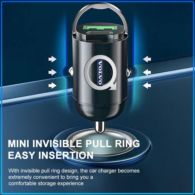 Mini Car Charger 12-24V Lighter Fast Charging Car USB Type C Charger For Volvo XC60 XC90 S60 S80 S40 V40 V60 V70 V50 XC70