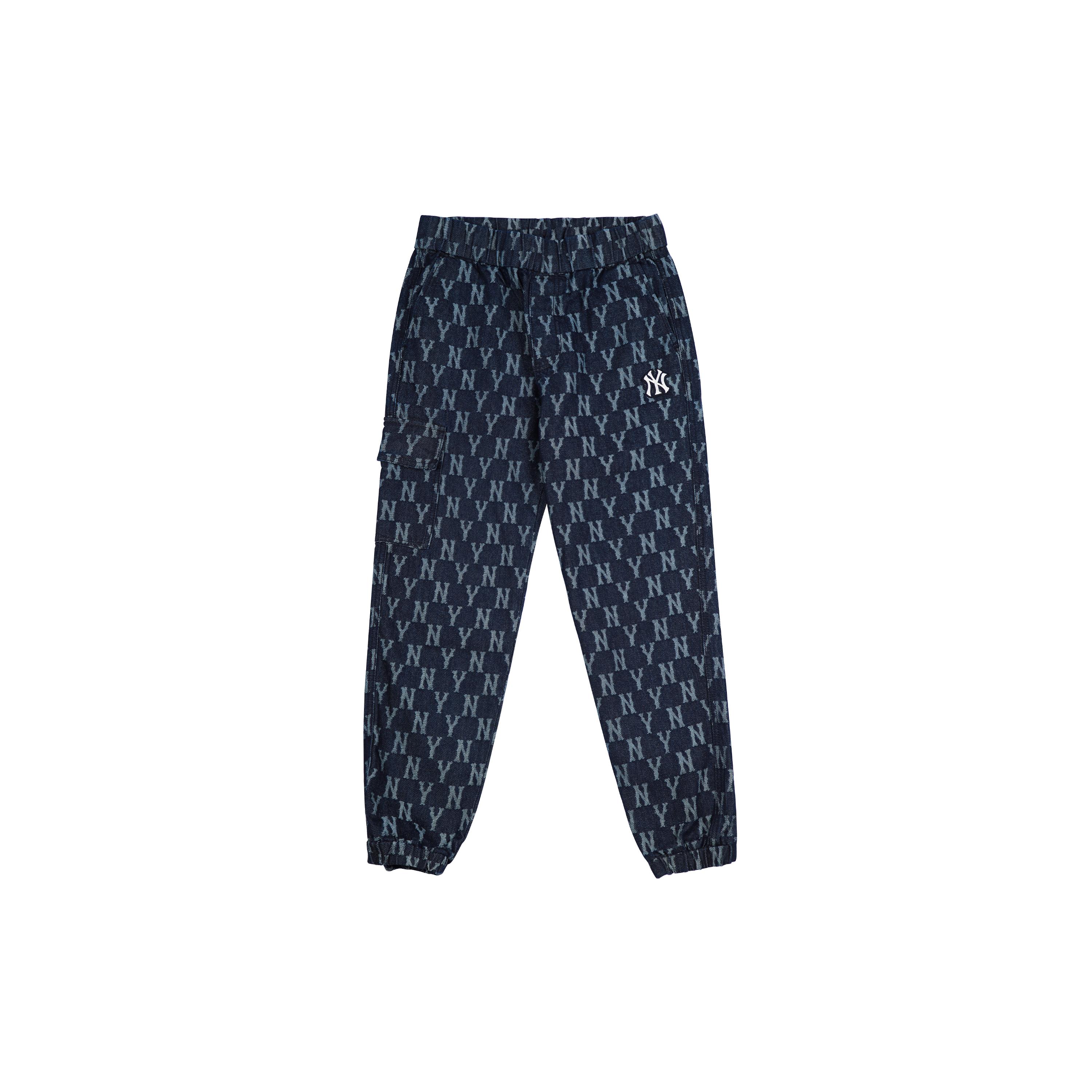 MLB Old Flower Jeans Unisex Dark Blue Moderate Cuffed Pants 3ADP02014-50BLD XS