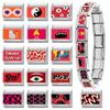 Fashion Personalized DIY Red Black Color Italian Charm Bracelet Red Cherry Guitar Heart Bead 9mm Bracelet Stainless Steel Jewelr