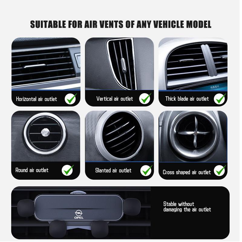 AAHB1 For Opel Metal Car Air Vent Phone Holder Snap On Universal Mobile Phone Bracket Meriva Mokka Grandland Vectra Zafira Vivaro