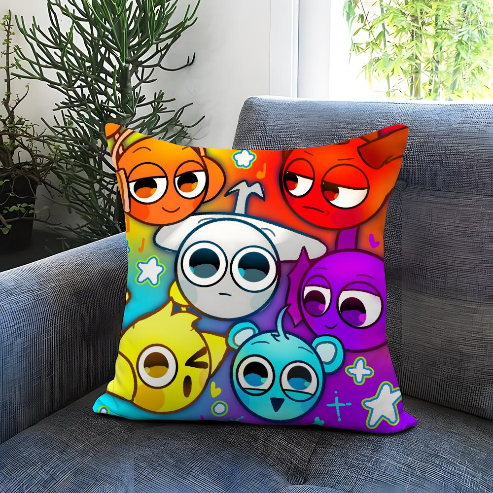 Popular Game Character Sprunki Cushion Cover Comfortable Reversible Pillow Cover Ideal for Car Sofa Bedroom Beyond