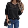 2026 New Style Casual Black Lace Patchwork Loose T-shirt