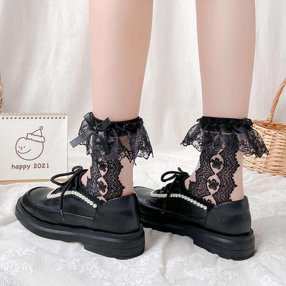 

Harajuku White Lolita Summer Bow Women Hosiery Lace Socks Short Socks Mesh Socks