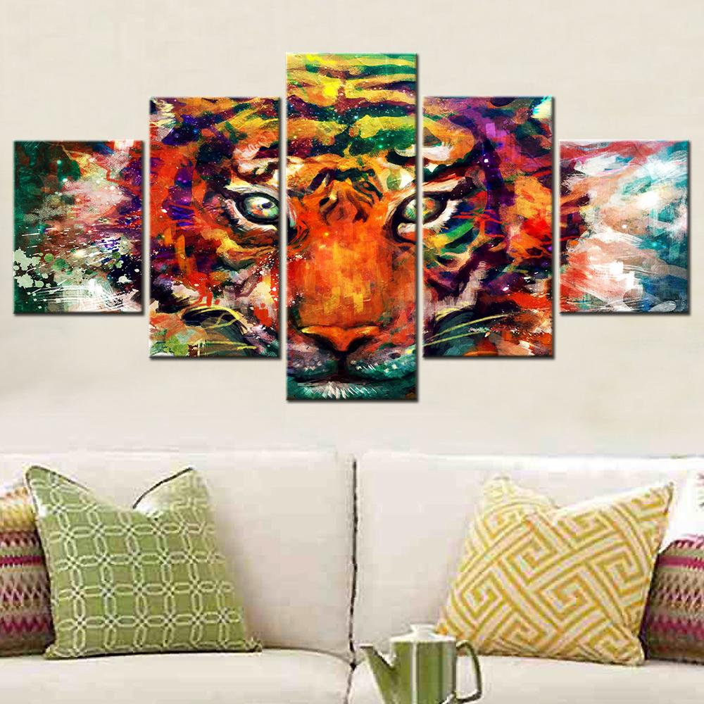 Modern Abstrakt Tigertavla Set - Heminredning Målning Modulär Vardagsrumsbild Hemdekoration Poster Tryck